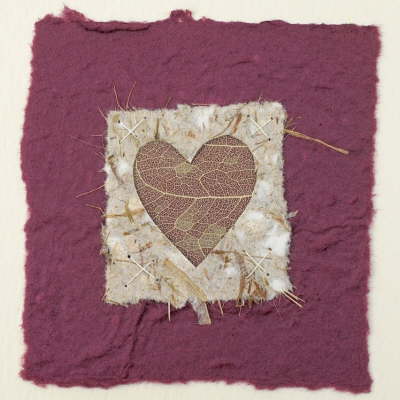 Handmade Valentine Cards on Skeleton Leaf Heart On Iris Purple Handmade Papers This Valentine Card
